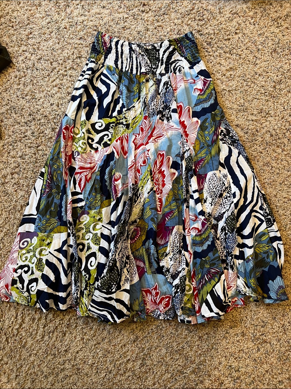 Metro Wear Multi-Print Circle Skirt in Blue, White, Black, Green, Red